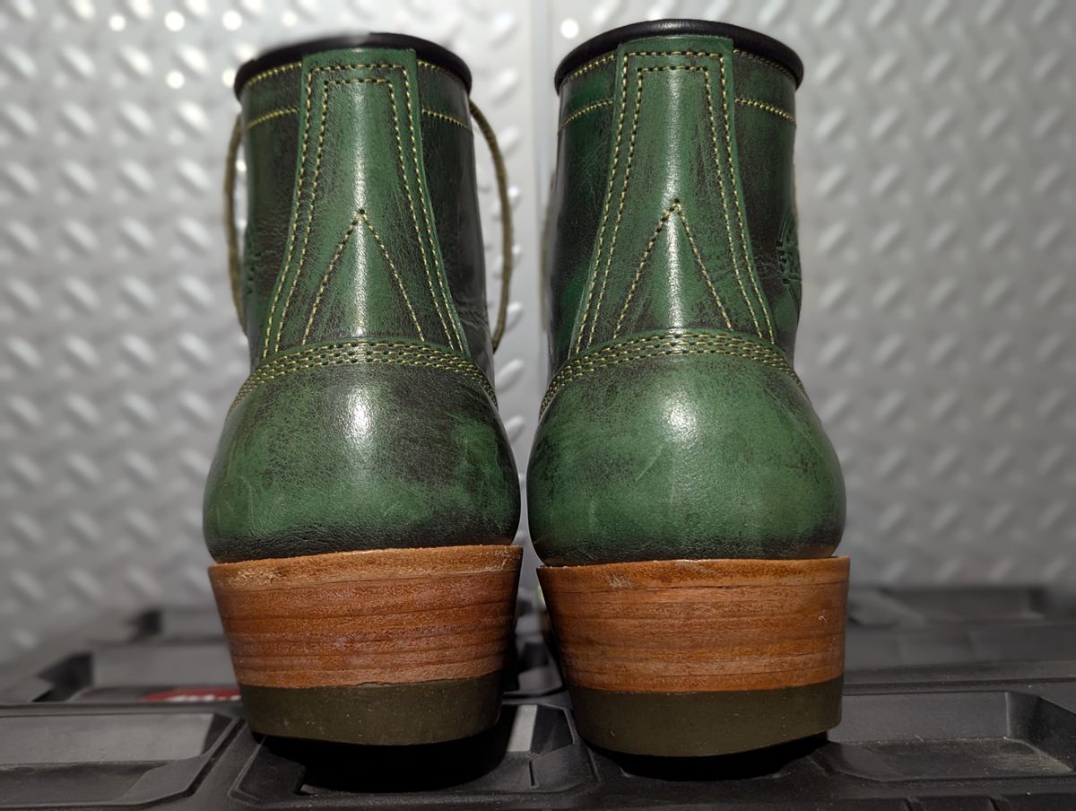 Photo by msmith1389 on March 1, 2025 of the Frank's Boots Monkey Boot in Conceria Walpier Black Burro Green.