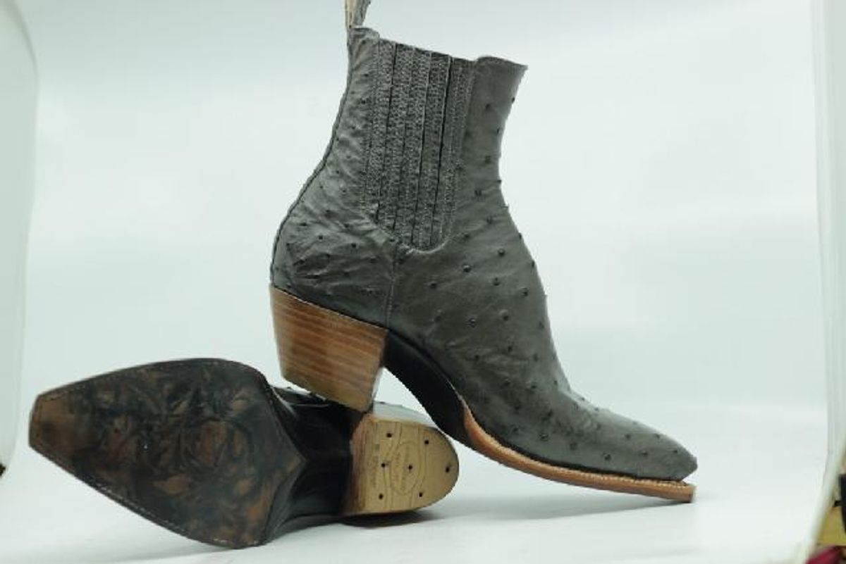 Photo by msmith1389 on November 6, 2023 of the Flora Knight Bespoke Cowboy Chelsea Boot in Quilled Ostrich Grey.