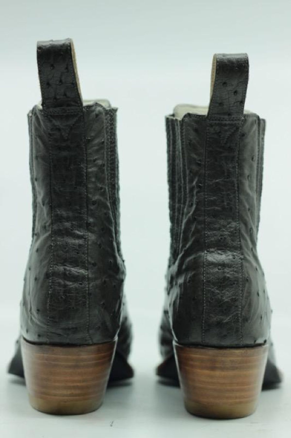 Photo by msmith1389 on November 6, 2023 of the Flora Knight Bespoke Cowboy Chelsea Boot in Quilled Ostrich Grey.
