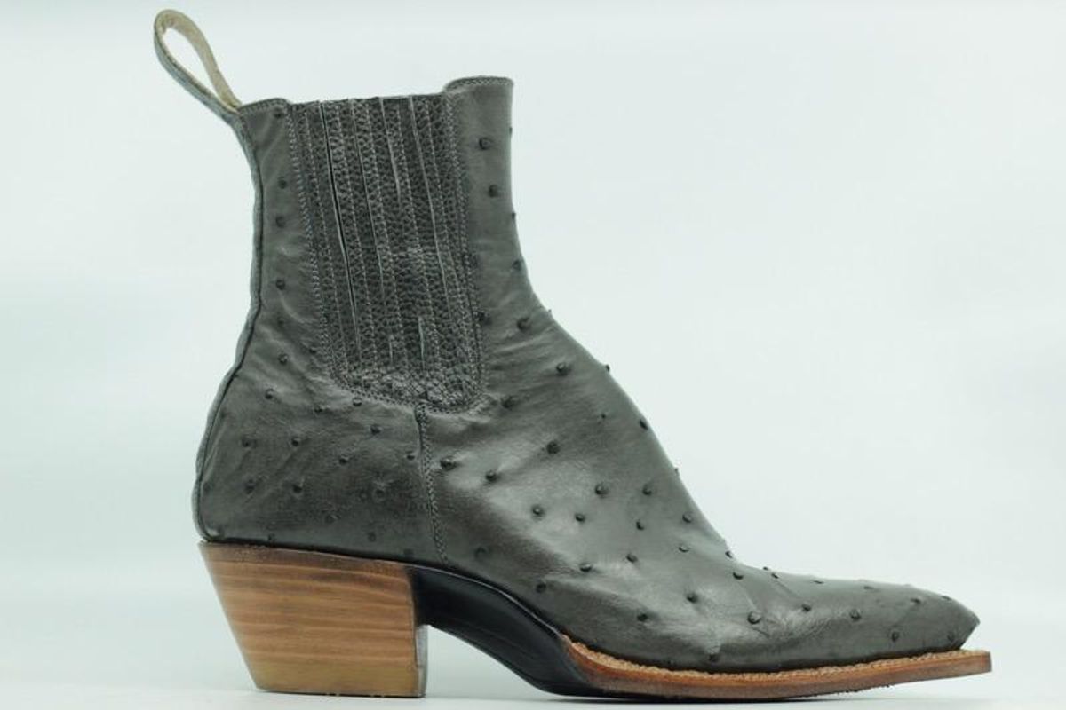 Photo by msmith1389 on November 6, 2023 of the Flora Knight Bespoke Cowboy Chelsea Boot in Quilled Ostrich Grey.