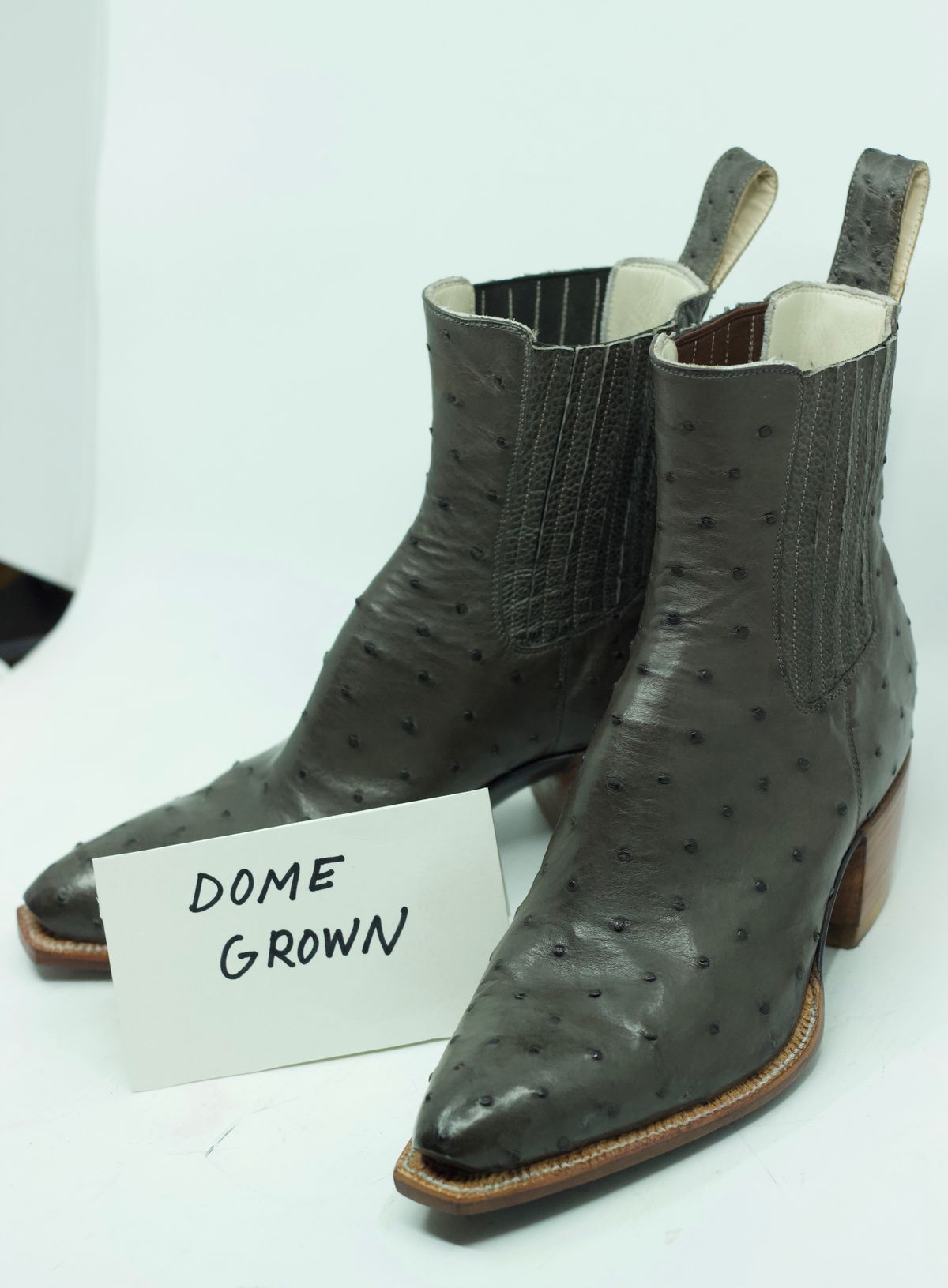 Photo by msmith1389 on November 6, 2023 of the Flora Knight Bespoke Cowboy Chelsea Boot in Quilled Ostrich Grey.