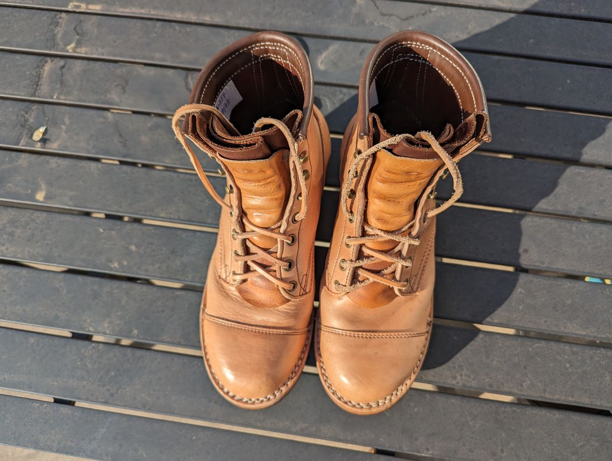 Photo by msmith1389 on April 1, 2024 of the Frank's Boots Wilshire in Shinki Natural Oiled Horsebutt.