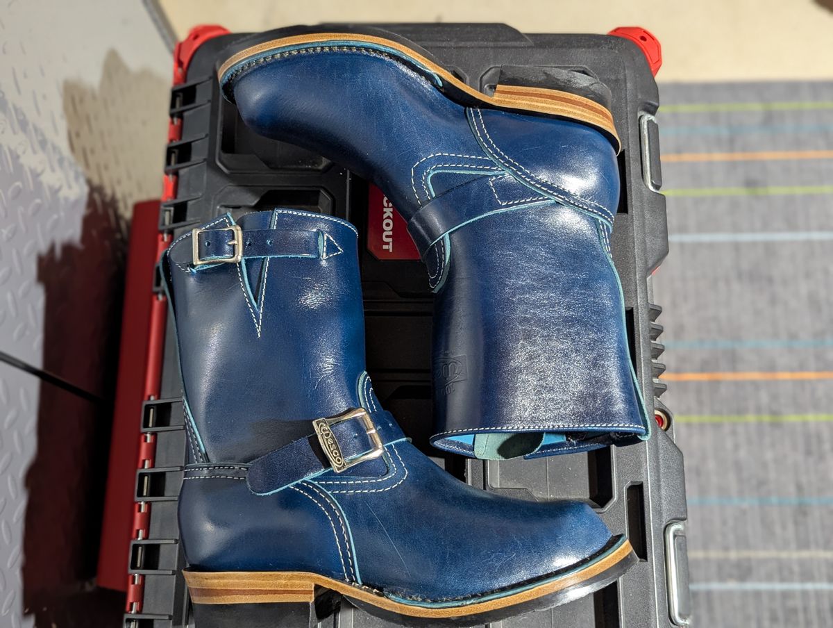 Photo by msmith1389 on October 1, 2025 of the Wesco Boss Engineer Boot in Shinki Blue Oiled Horsebutt.