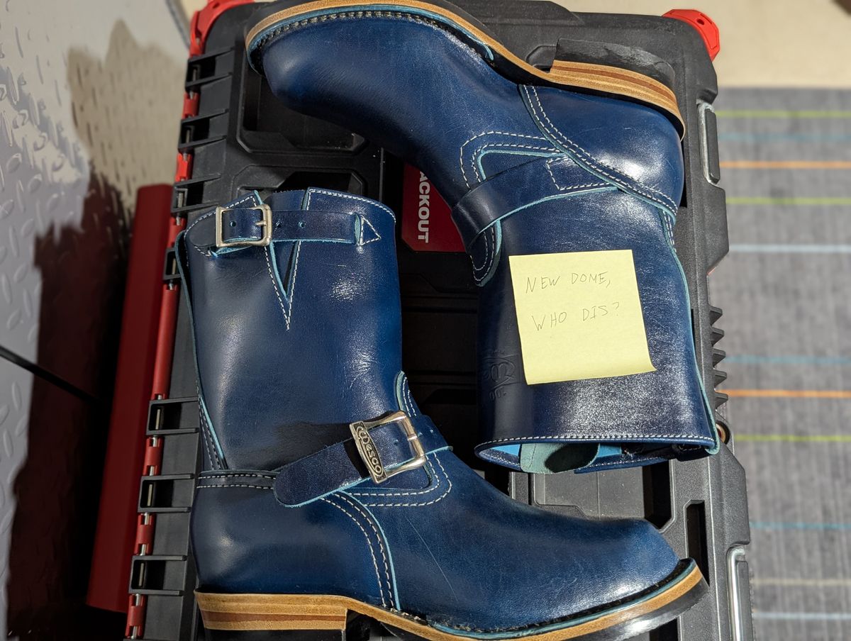 Photo by msmith1389 on October 1, 2025 of the Wesco Boss Engineer Boot in Shinki Blue Oiled Horsebutt.