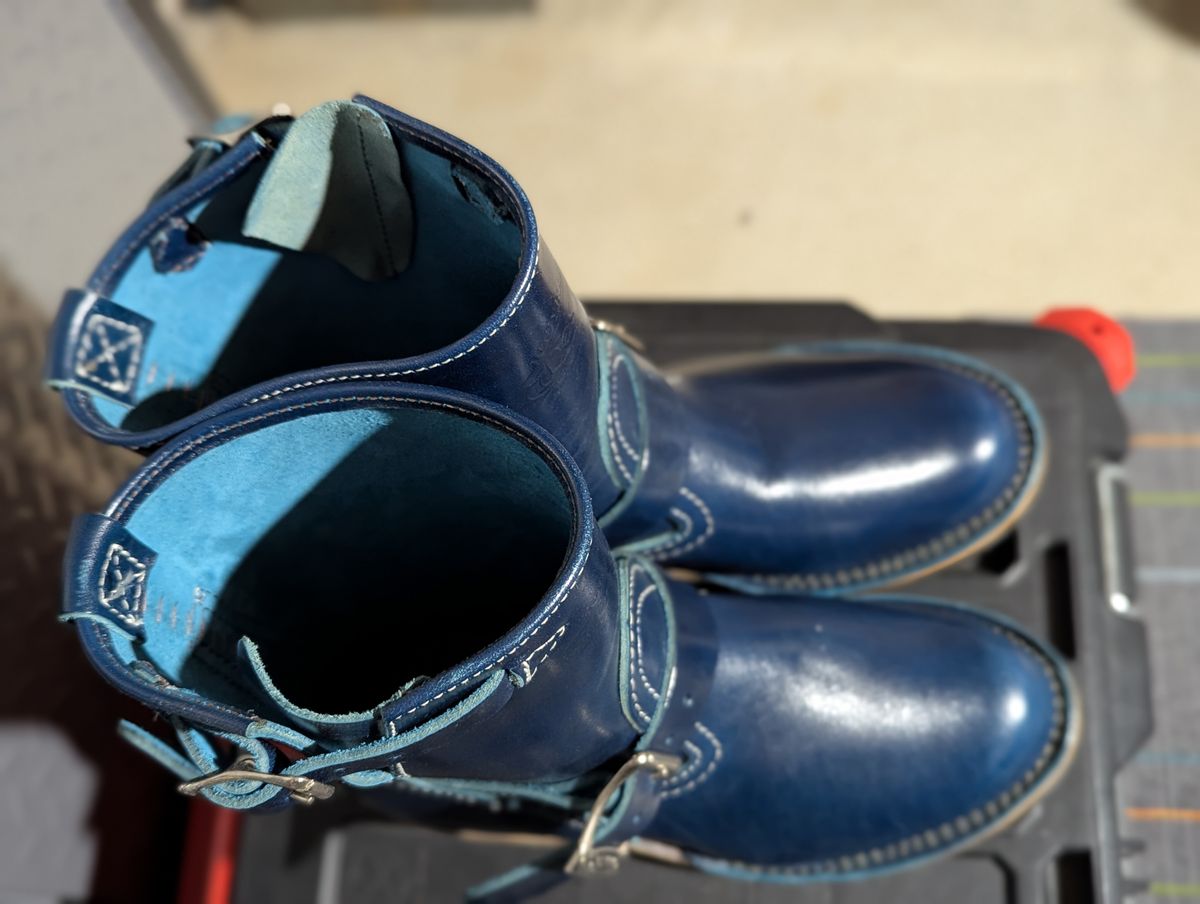 Photo by msmith1389 on October 1, 2025 of the Wesco Boss Engineer Boot in Shinki Blue Oiled Horsebutt.