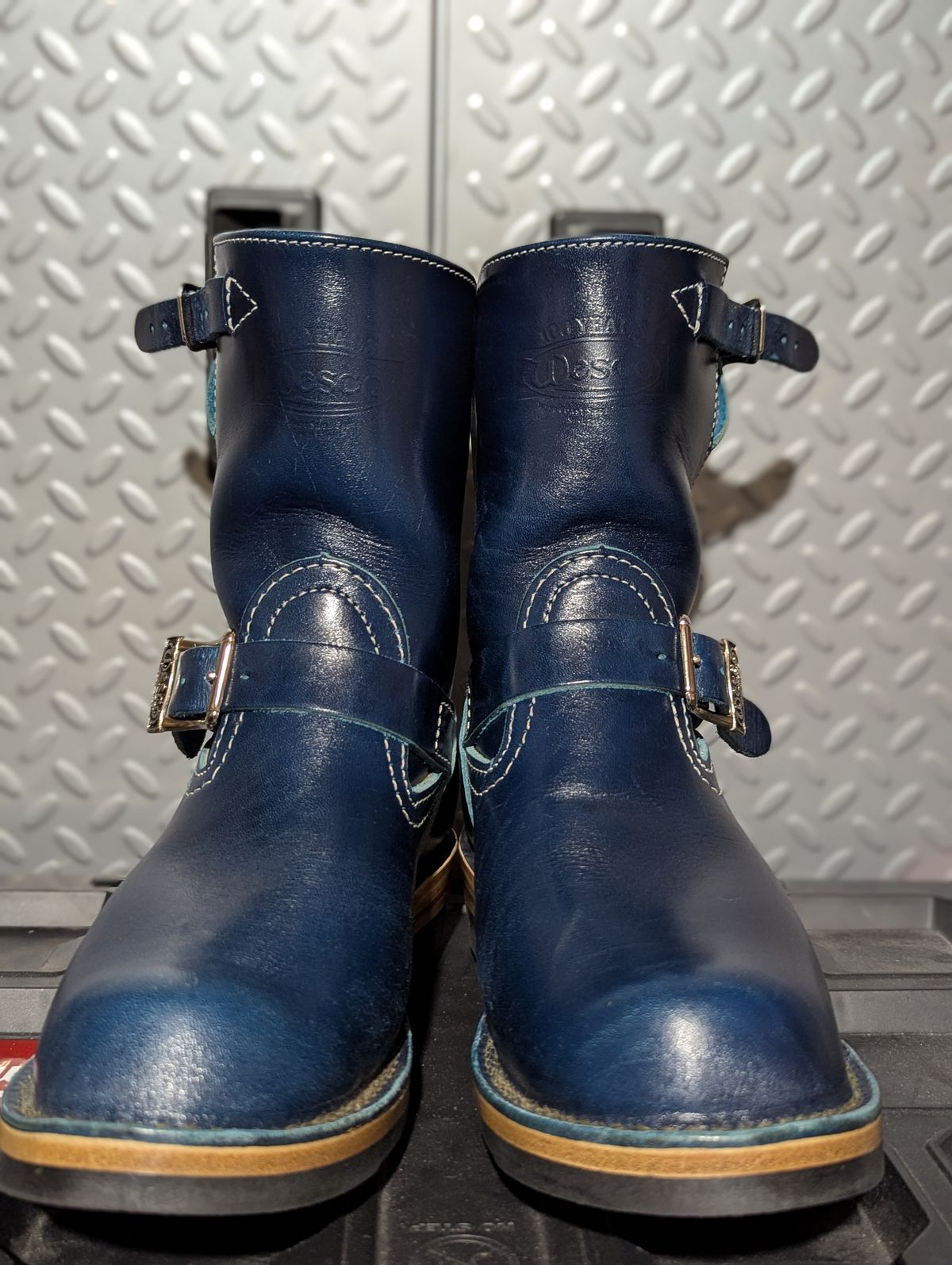 Photo by msmith1389 on November 1, 2025 of the Wesco Boss Engineer Boot in Shinki Blue Oiled Horsebutt.