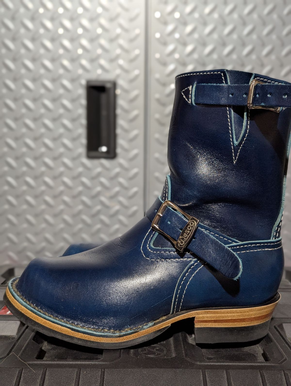 Photo by msmith1389 on November 1, 2025 of the Wesco Boss Engineer Boot in Shinki Blue Oiled Horsebutt.