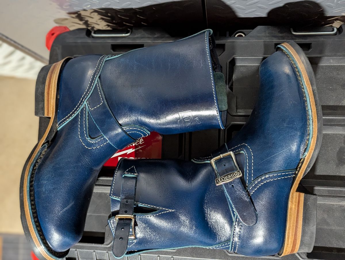 Photo by msmith1389 on November 1, 2025 of the Wesco Boss Engineer Boot in Shinki Blue Oiled Horsebutt.