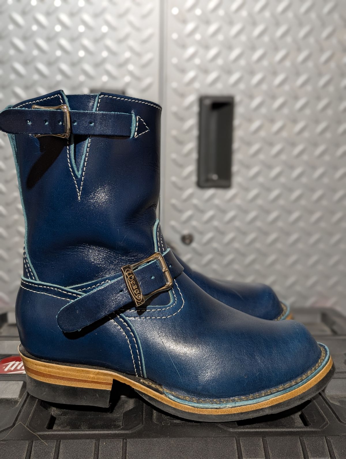 Photo by msmith1389 on November 1, 2025 of the Wesco Boss Engineer Boot in Shinki Blue Oiled Horsebutt.