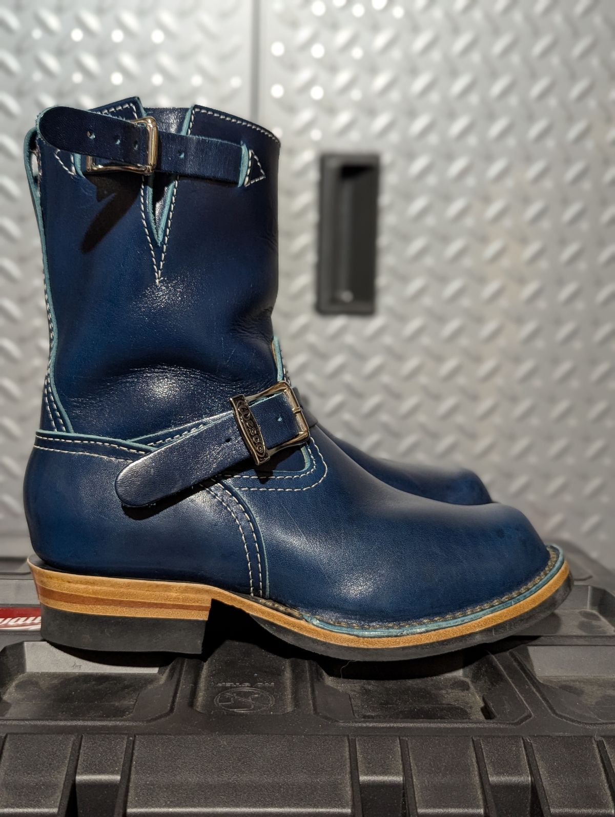 Photo by msmith1389 on December 1, 2025 of the Wesco Boss Engineer Boot in Shinki Blue Oiled Horsebutt.