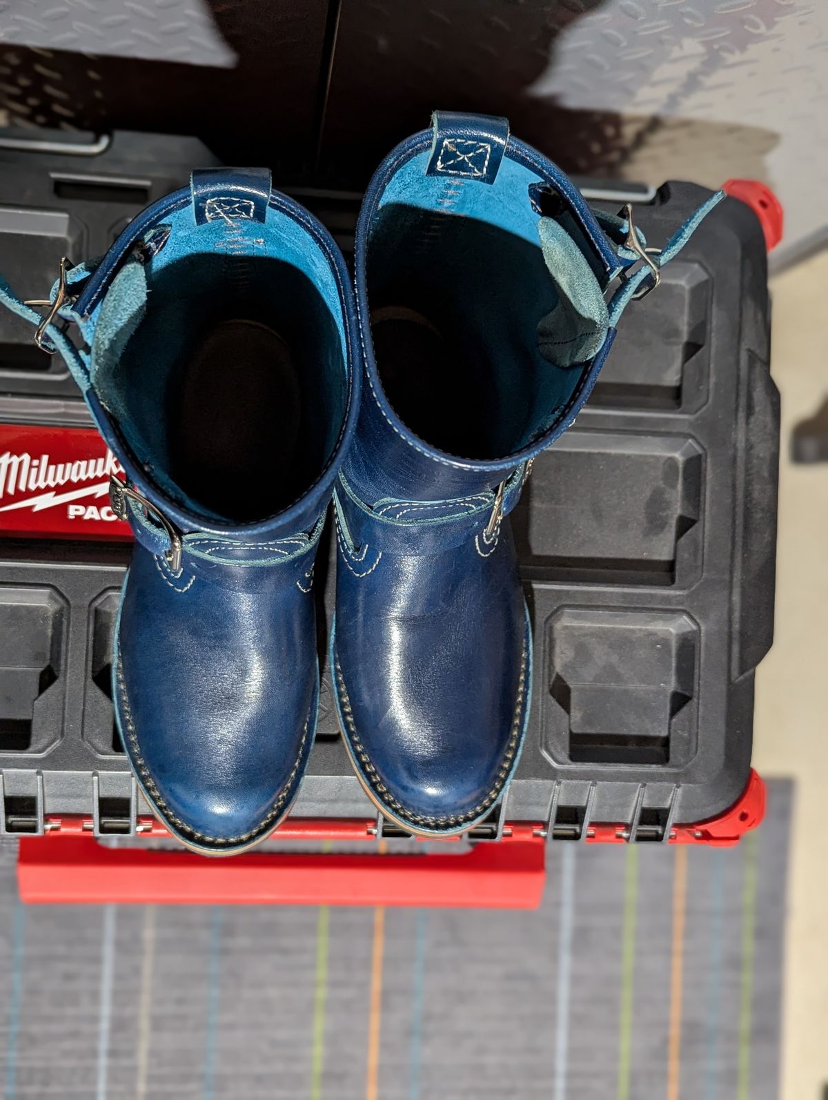 Photo by msmith1389 on December 1, 2025 of the Wesco Boss Engineer Boot in Shinki Blue Oiled Horsebutt.