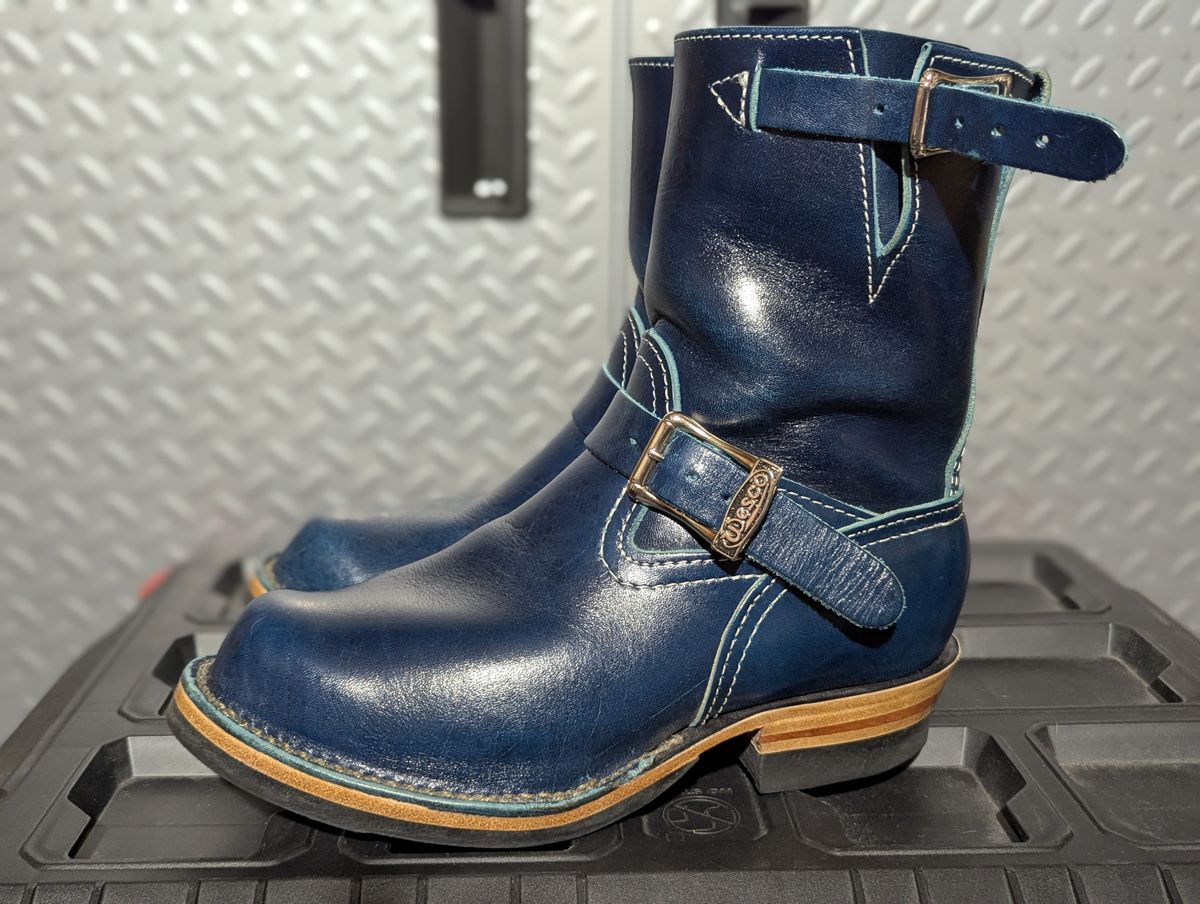 Photo by msmith1389 on February 1, 2026 of the Wesco Boss Engineer Boot in Shinki Blue Oiled Horsebutt.