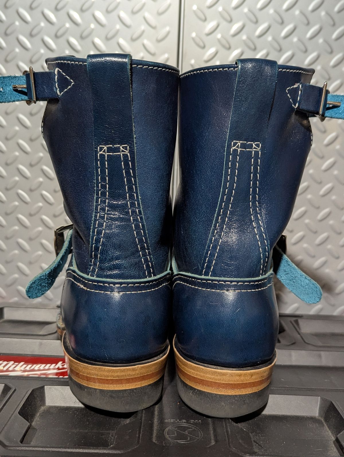 Photo by msmith1389 on March 1, 2026 of the Wesco Boss Engineer Boot in Shinki Blue Oiled Horsebutt.