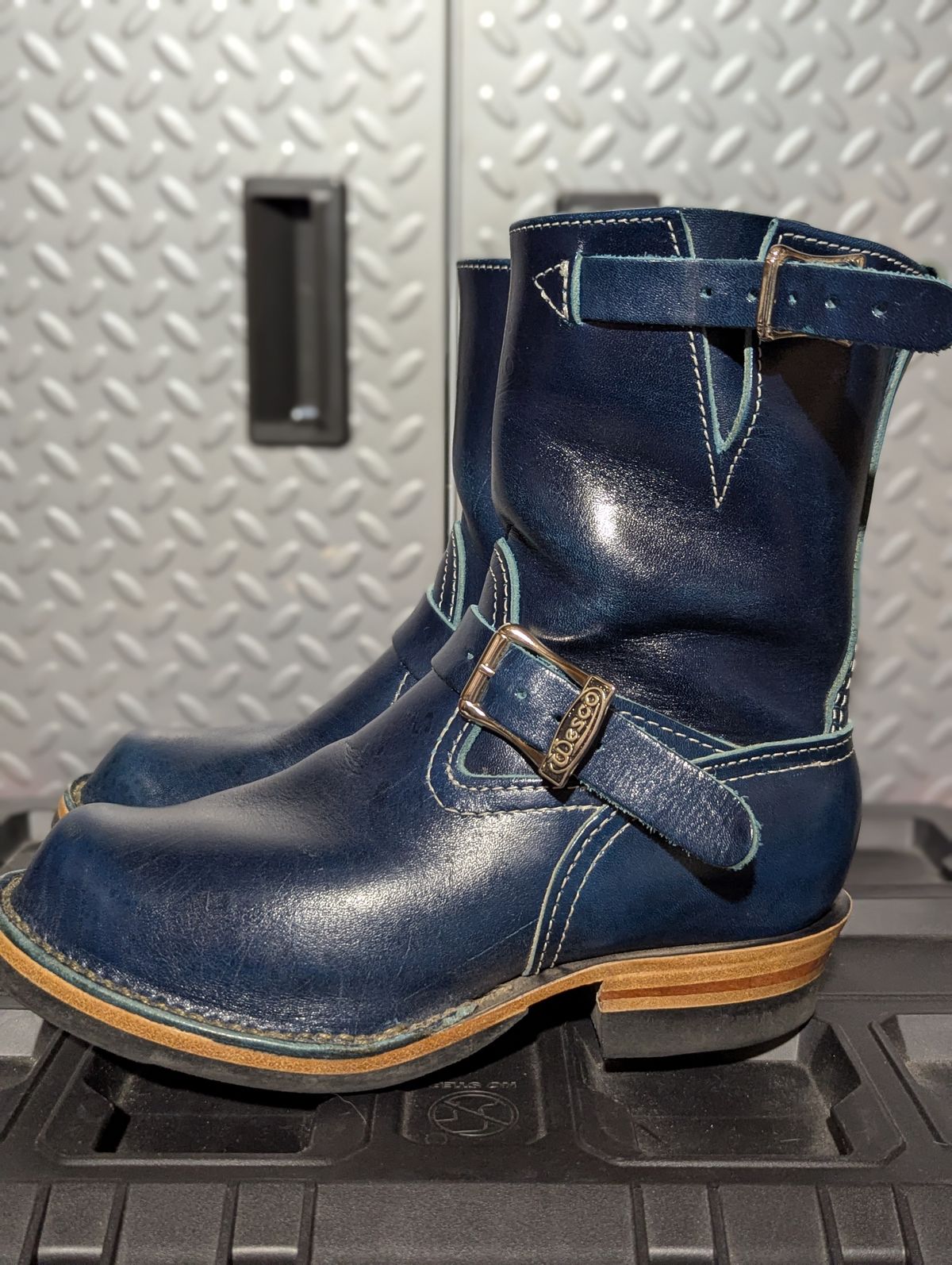 Photo by msmith1389 on March 1, 2026 of the Wesco Boss Engineer Boot in Shinki Blue Oiled Horsebutt.