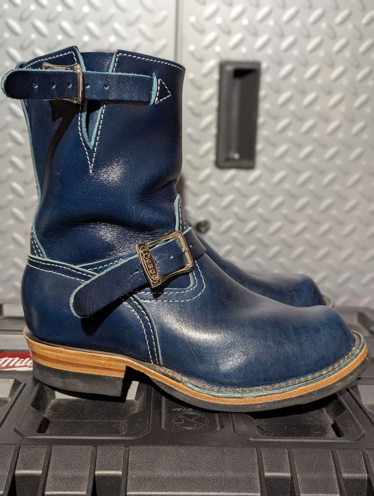 Photo by msmith1389 on March 1, 2026 of the Wesco Boss Engineer Boot in Shinki Blue Oiled Horsebutt.