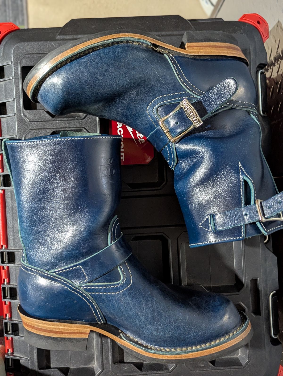 Photo by msmith1389 on April 1, 2026 of the Wesco Boss Engineer Boot in Shinki Blue Oiled Horsebutt.