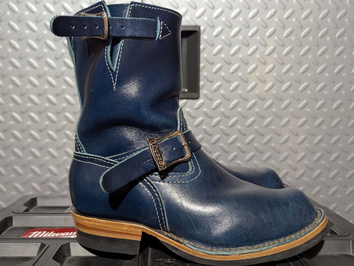 Photo by msmith1389 on April 1, 2026 of the Wesco Boss Engineer Boot in Shinki Blue Oiled Horsebutt.