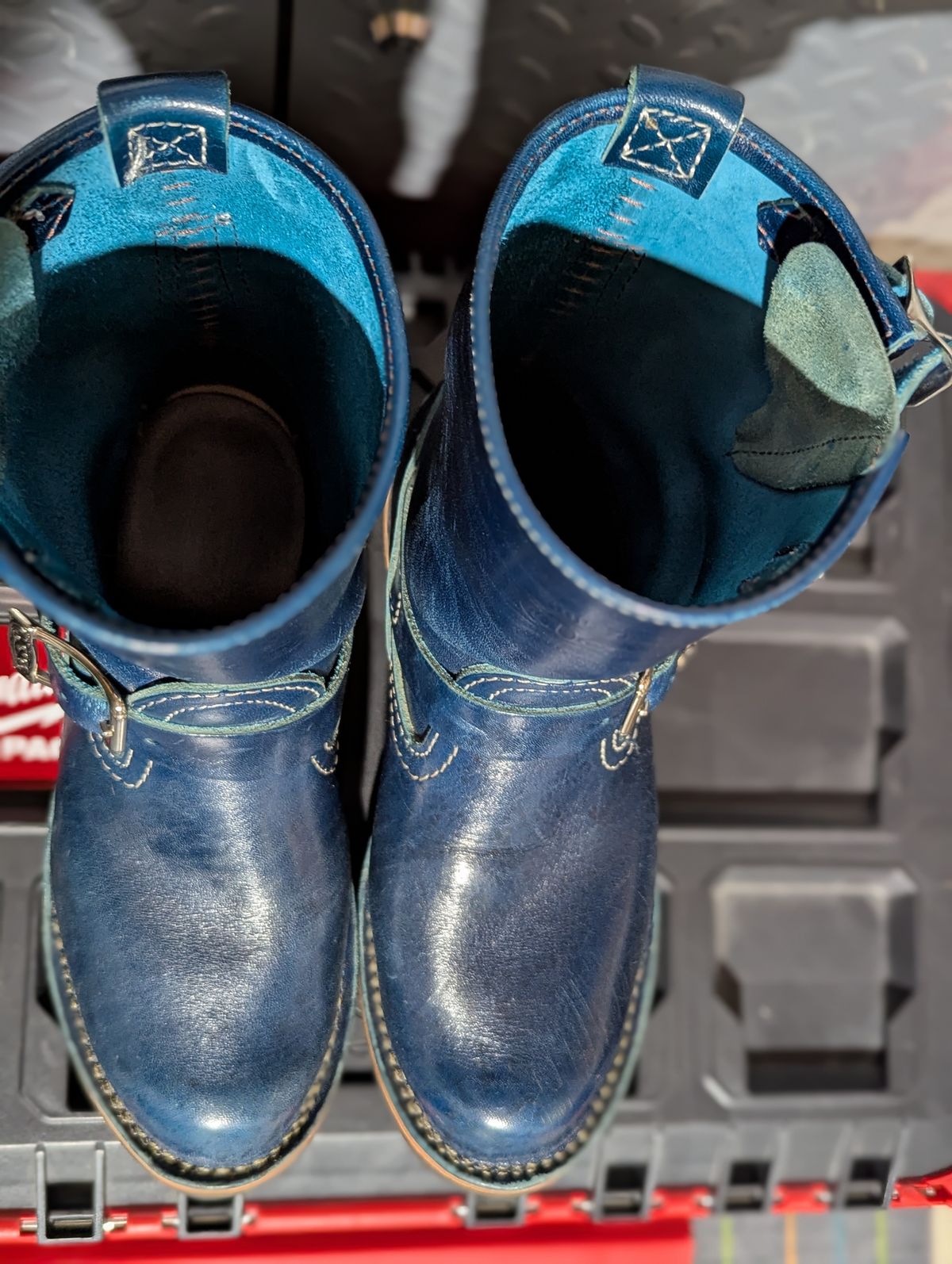 Photo by msmith1389 on April 1, 2026 of the Wesco Boss Engineer Boot in Shinki Blue Oiled Horsebutt.