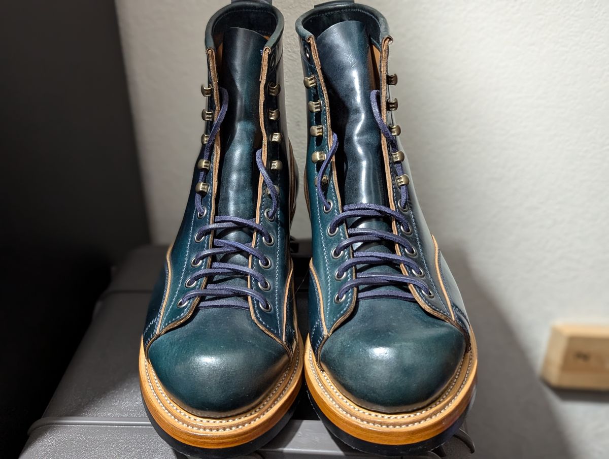 Photo by msmith1389 on October 3, 2024 of the Renav Monkey Boot in Horween Intense Blue Shell Cordovan.