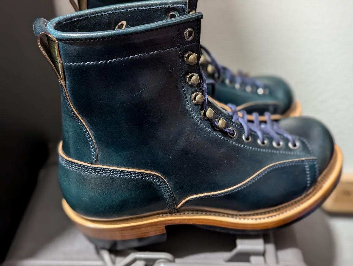 Photo by msmith1389 on October 3, 2024 of the Renav Monkey Boot in Horween Intense Blue Shell Cordovan.