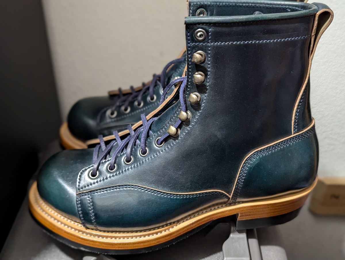 Photo by msmith1389 on October 3, 2024 of the Renav Monkey Boot in Horween Intense Blue Shell Cordovan.