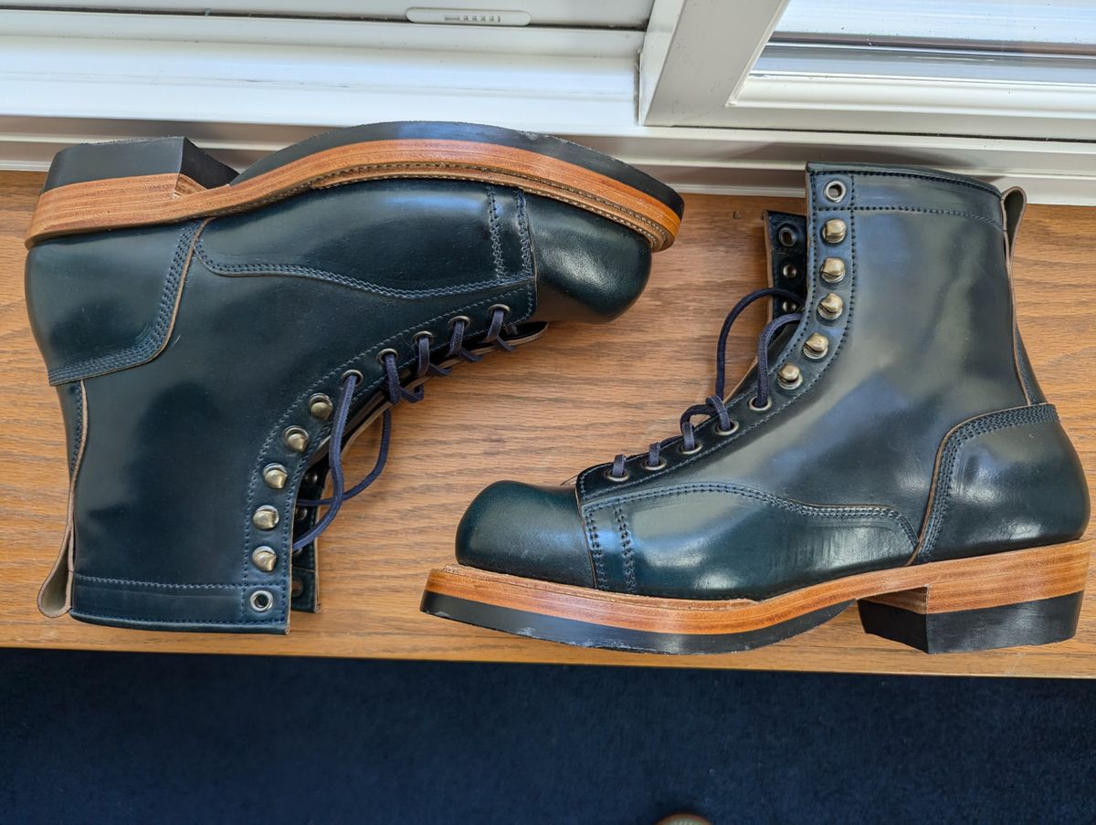 Photo by msmith1389 on November 1, 2024 of the Renav Monkey Boot in Horween Intense Blue Shell Cordovan.