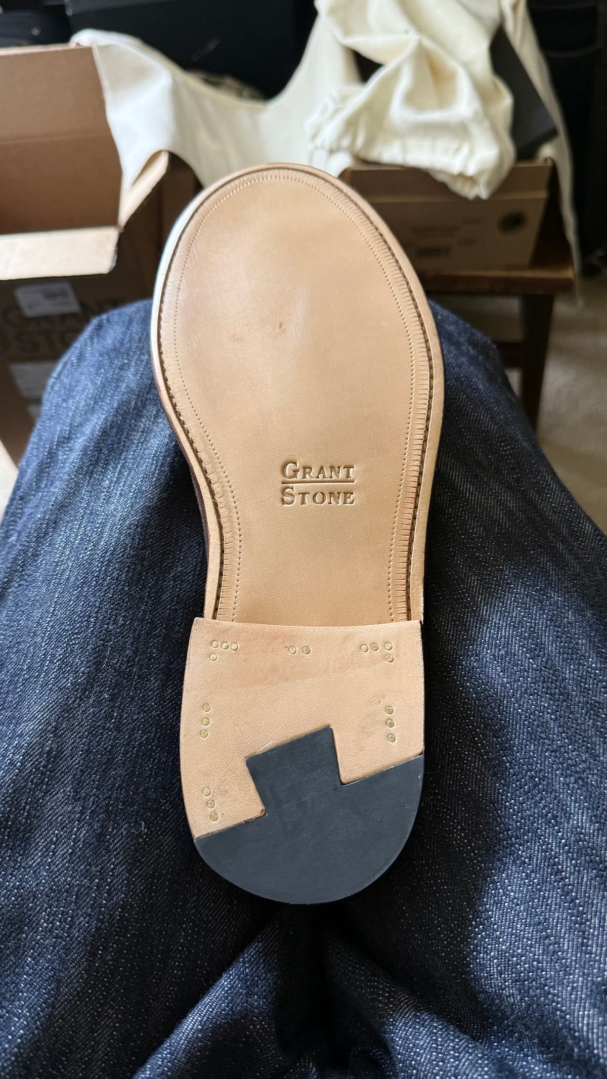 Photo by boots_4_me on August 2, 2025 of the Grant Stone Horse Bit Loafers in C.F. Stead Espresso Repello Calf Suede.