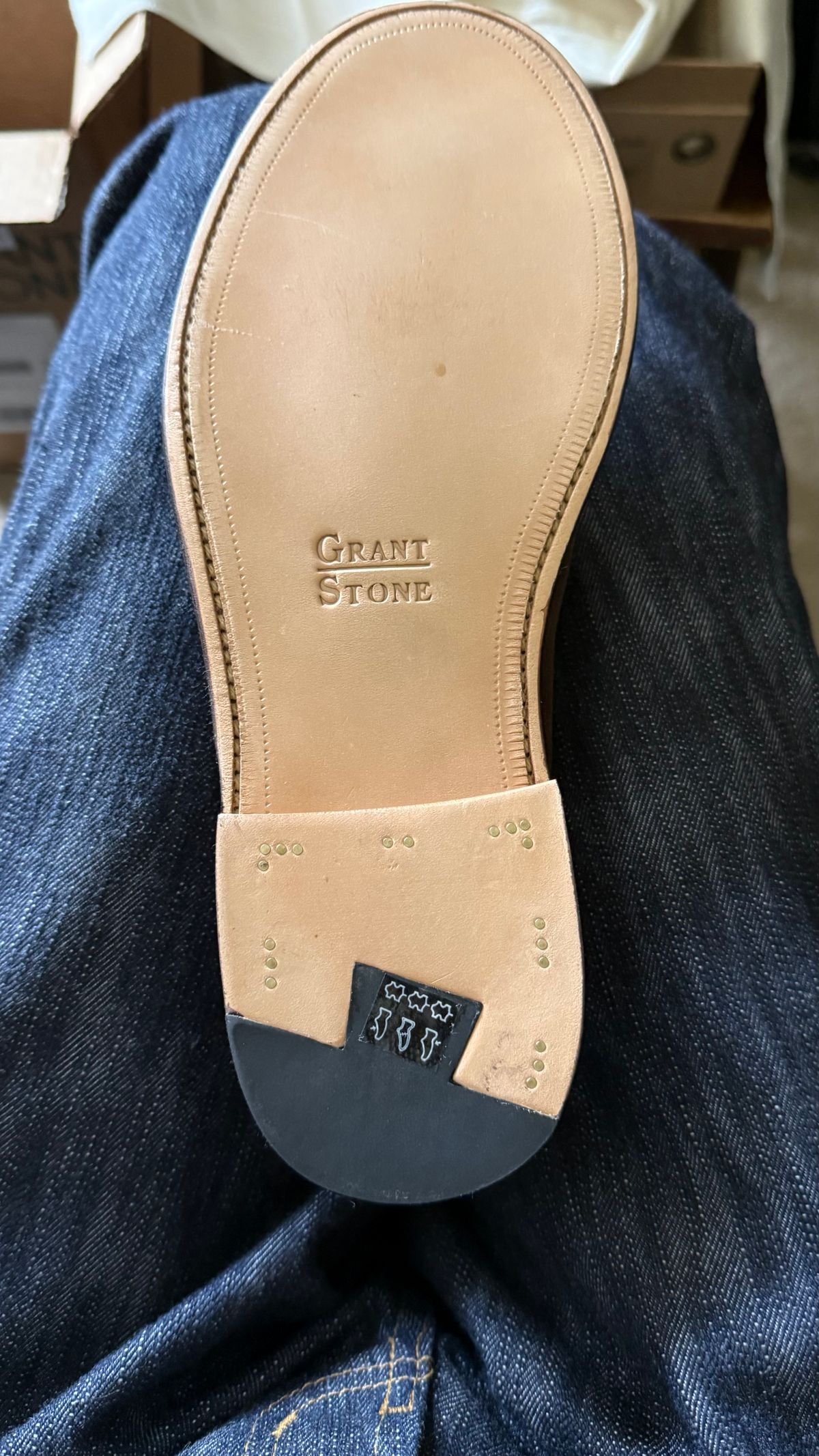 Photo by boots_4_me on August 2, 2025 of the Grant Stone Horse Bit Loafers in C.F. Stead Espresso Repello Calf Suede.