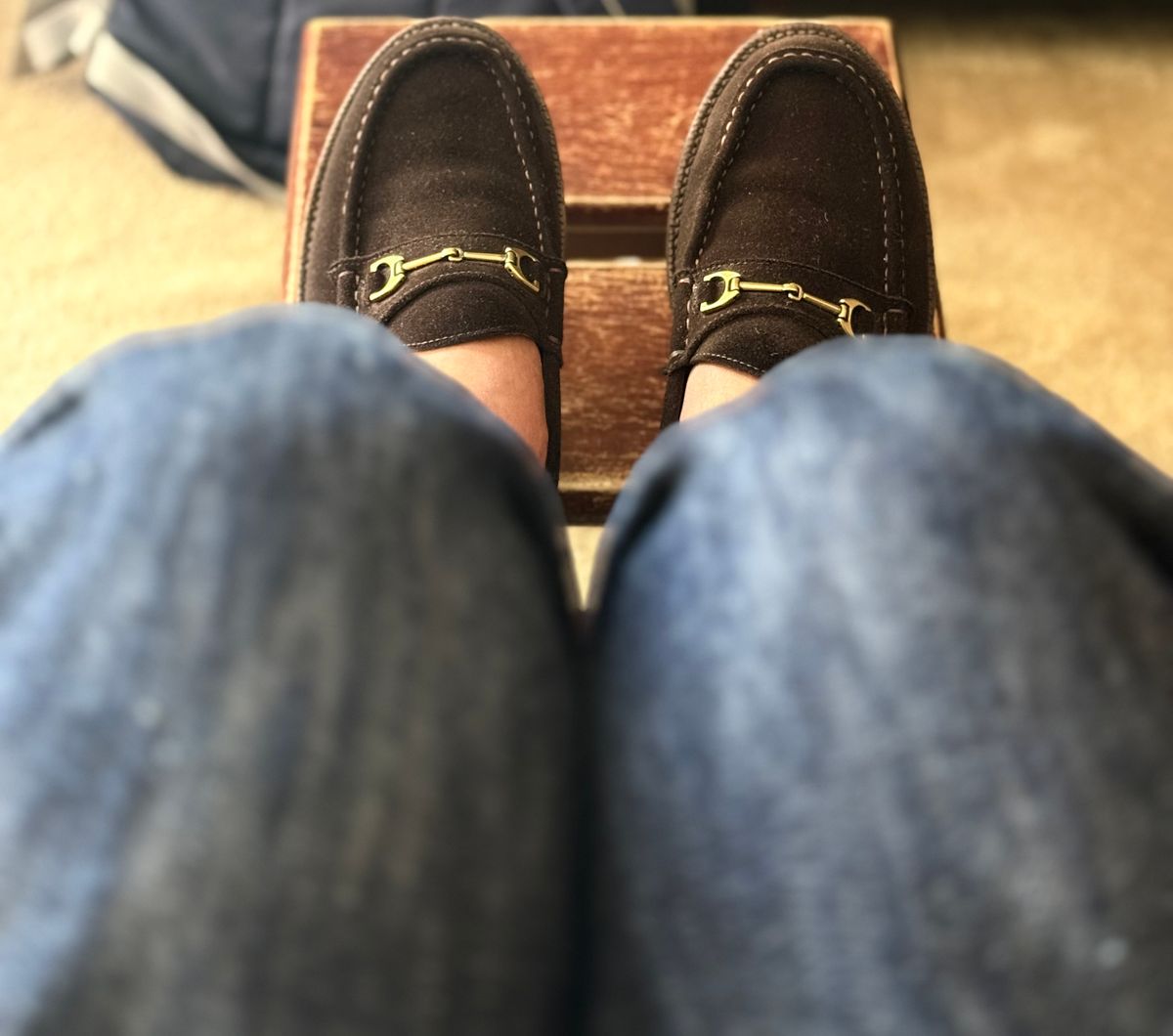 Photo by boots_4_me on September 1, 2025 of the Grant Stone Horse Bit Loafers in C.F. Stead Espresso Repello Calf Suede.