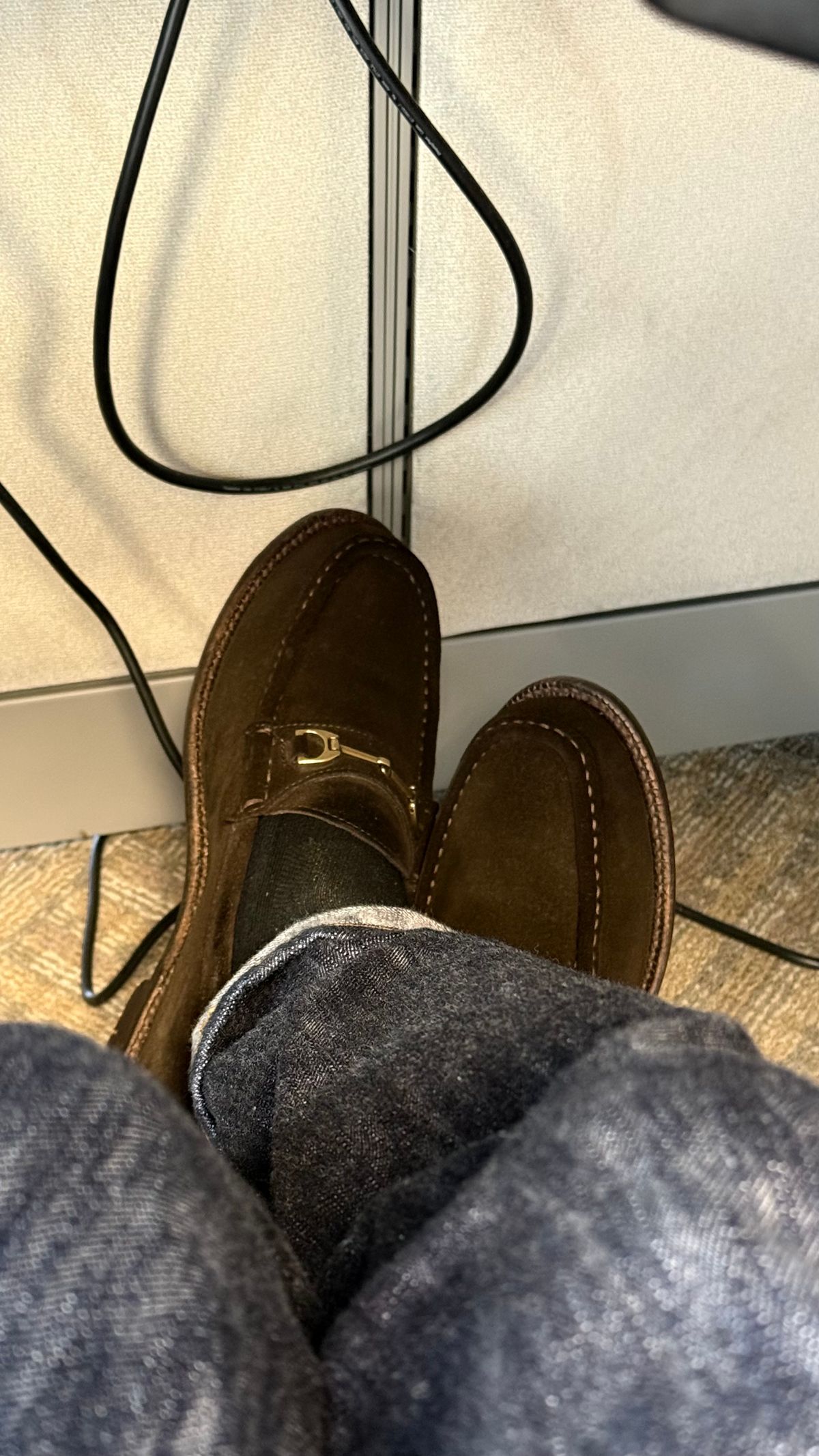 Photo by boots_4_me on September 19, 2025 of the Grant Stone Horse Bit Loafers in C.F. Stead Espresso Repello Calf Suede.