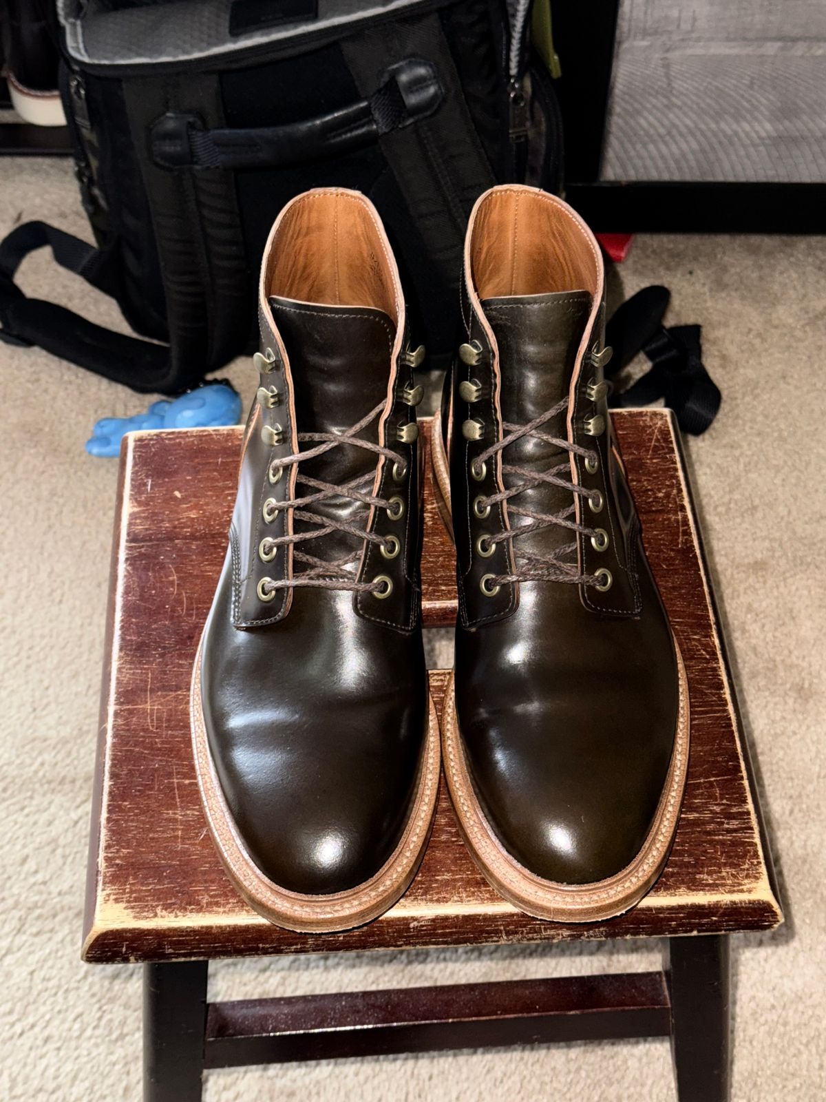 Photo by boots_4_me on May 4, 2025 of the Grant Stone Diesel Boot in Horween Maduro Shell Cordovan.