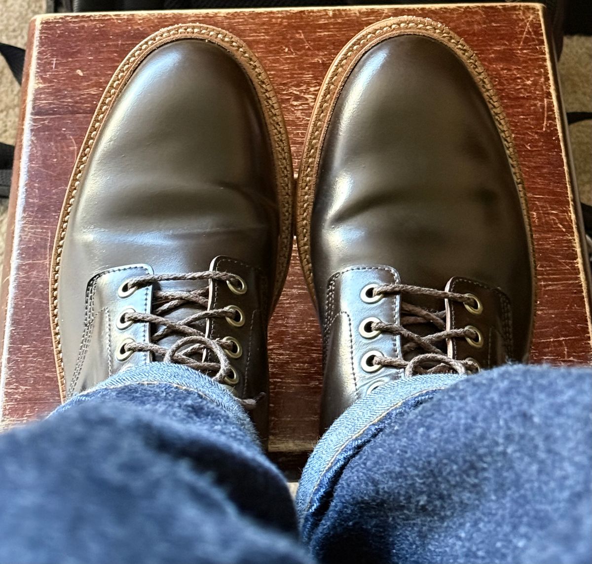 Photo by boots_4_me on May 10, 2025 of the Grant Stone Diesel Boot in Horween Maduro Shell Cordovan.