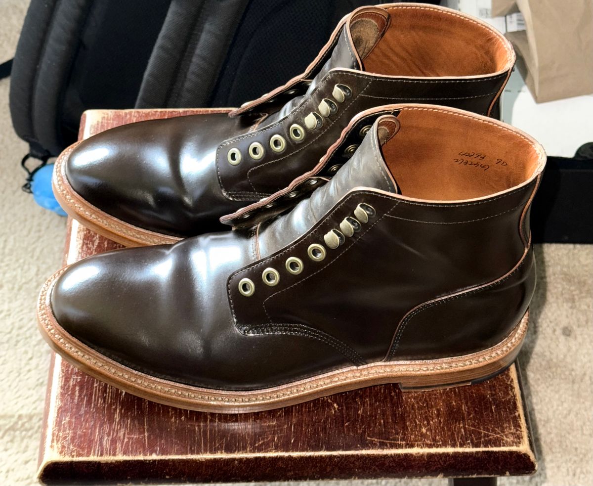 Photo by boots_4_me on May 18, 2025 of the Grant Stone Diesel Boot in Horween Maduro Shell Cordovan.