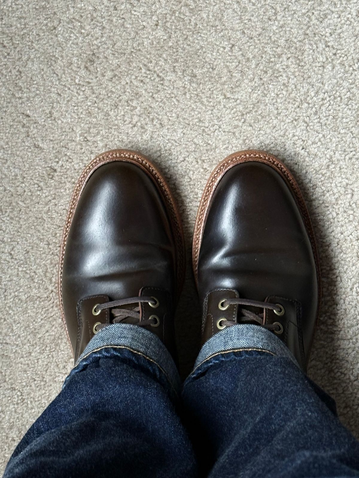 Photo by boots_4_me on May 20, 2025 of the Grant Stone Diesel Boot in Horween Maduro Shell Cordovan.