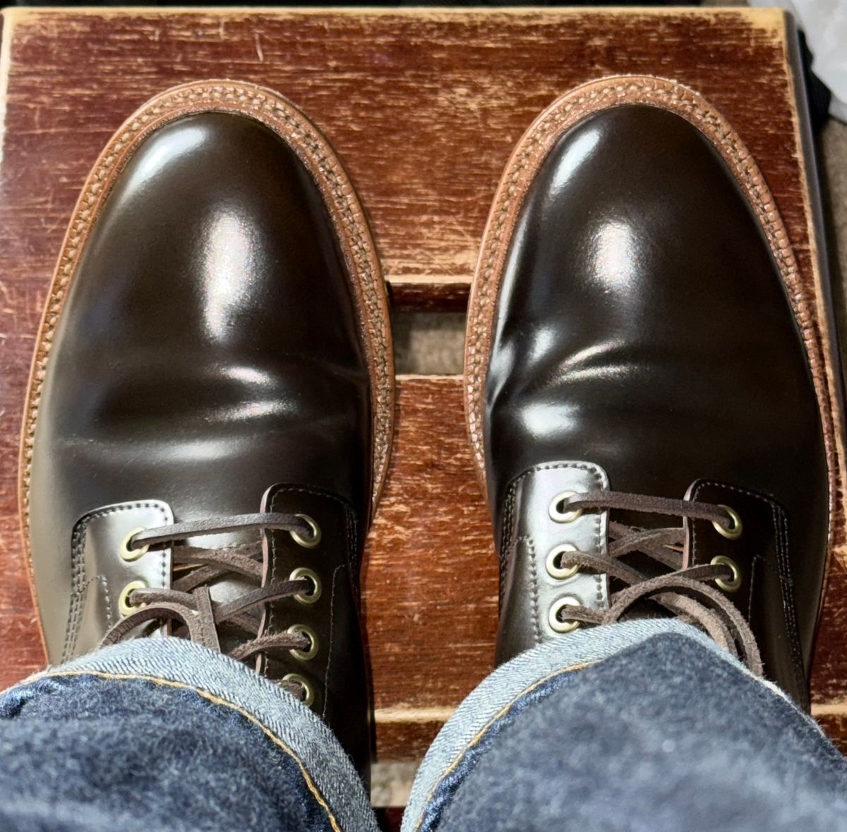 Photo by boots_4_me on May 24, 2025 of the Grant Stone Diesel Boot in Horween Maduro Shell Cordovan.