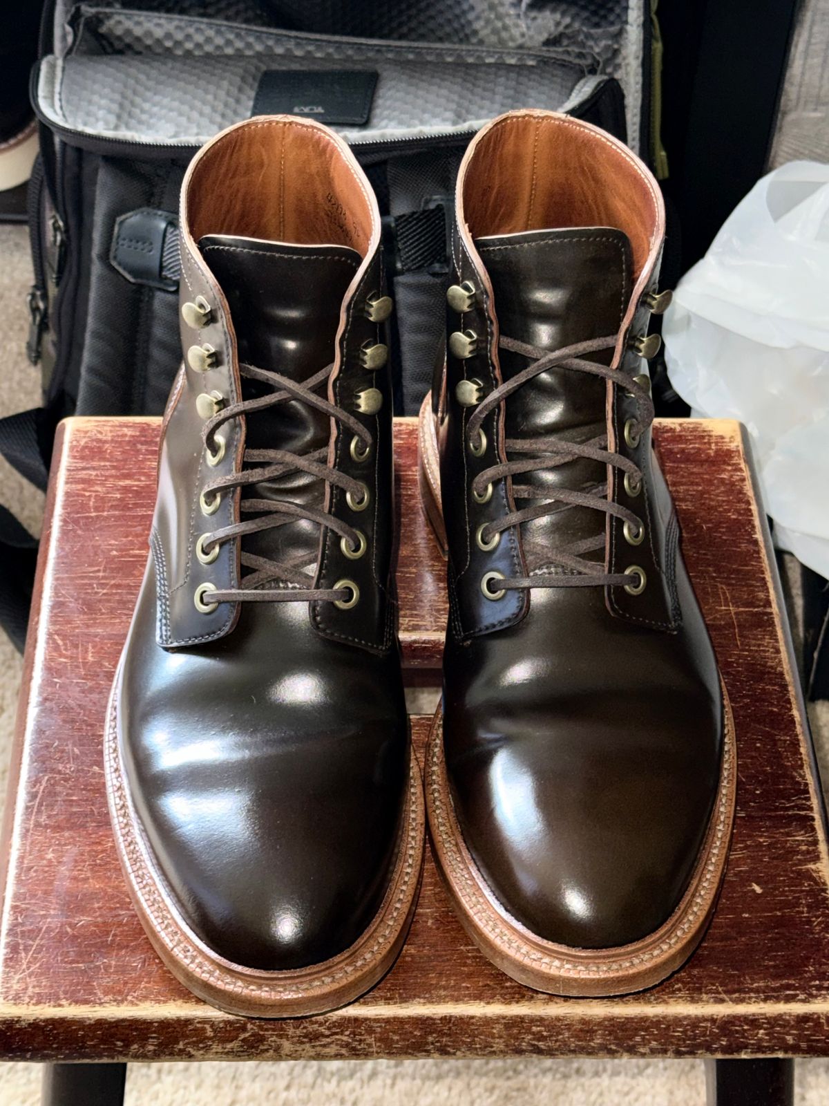 Photo by boots_4_me on May 24, 2025 of the Grant Stone Diesel Boot in Horween Maduro Shell Cordovan.