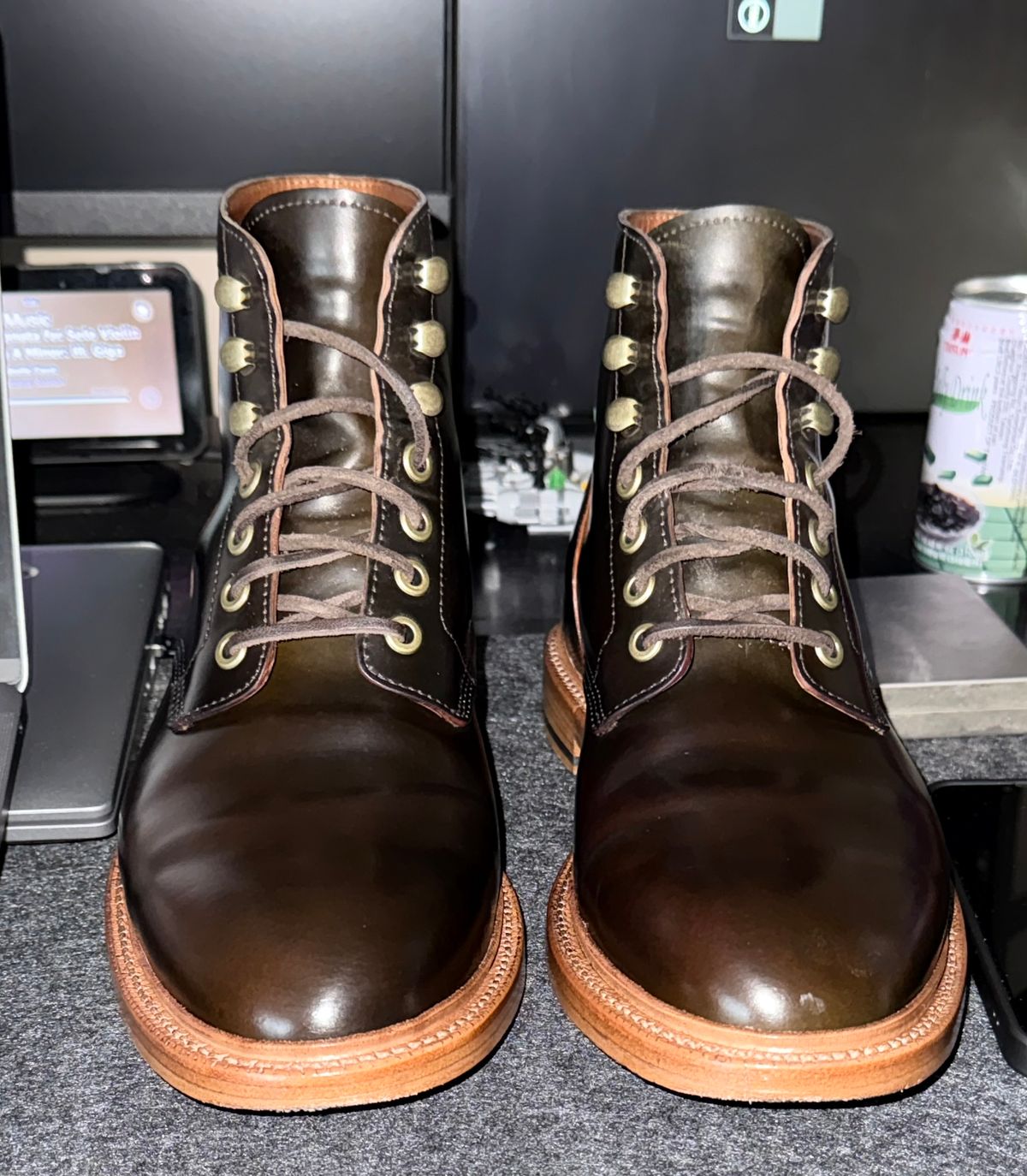 Photo by boots_4_me on June 7, 2025 of the Grant Stone Diesel Boot in Horween Maduro Shell Cordovan.