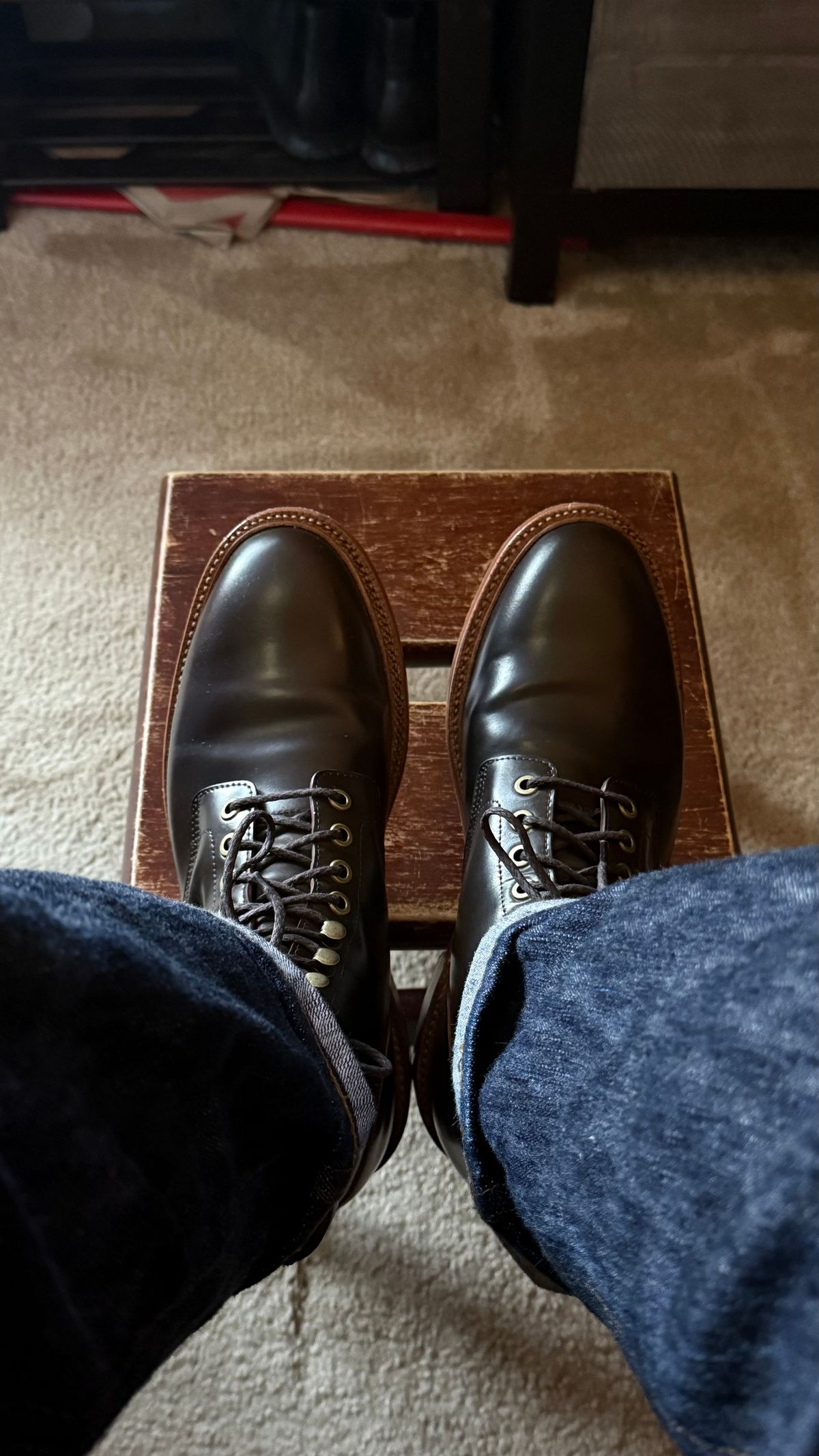Photo by boots_4_me on August 30, 2025 of the Grant Stone Diesel Boot in Horween Maduro Shell Cordovan.