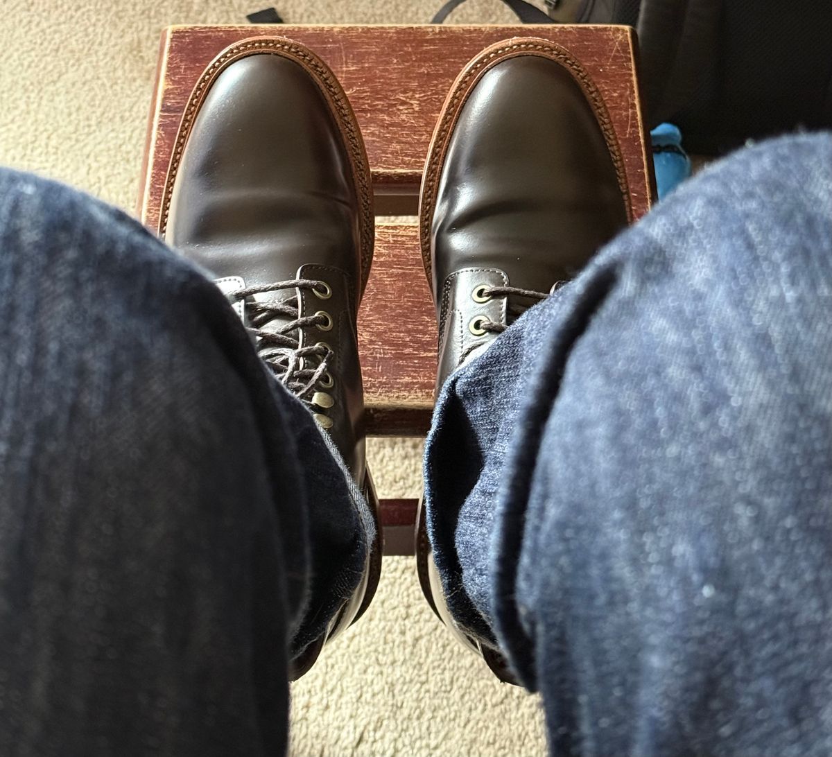 Photo by boots_4_me on September 6, 2025 of the Grant Stone Diesel Boot in Horween Maduro Shell Cordovan.