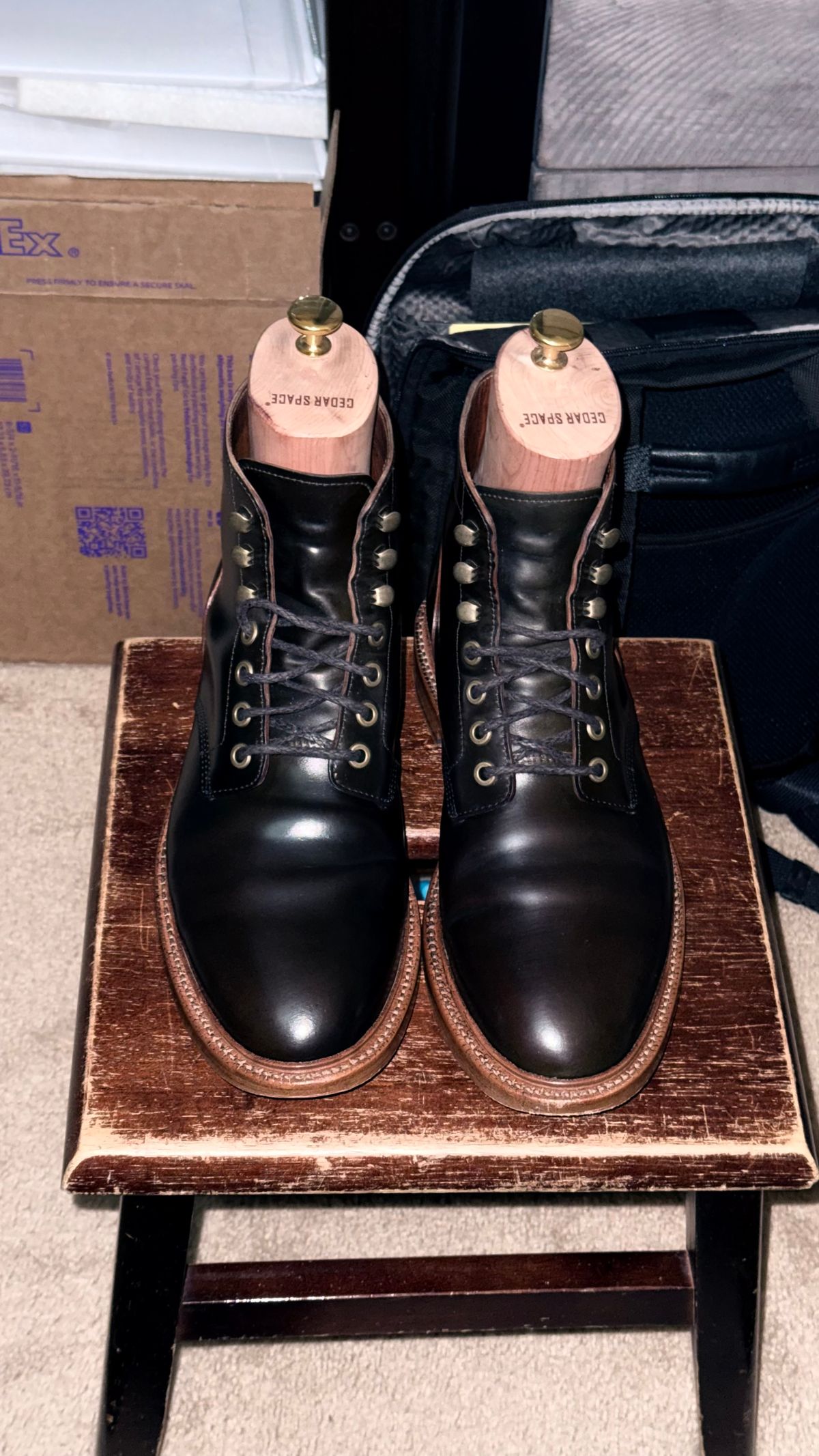 Photo by boots_4_me on October 12, 2025 of the Grant Stone Diesel Boot in Horween Maduro Shell Cordovan.