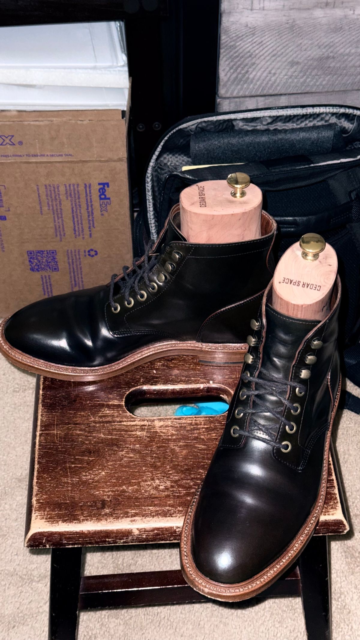 Photo by boots_4_me on October 12, 2025 of the Grant Stone Diesel Boot in Horween Maduro Shell Cordovan.