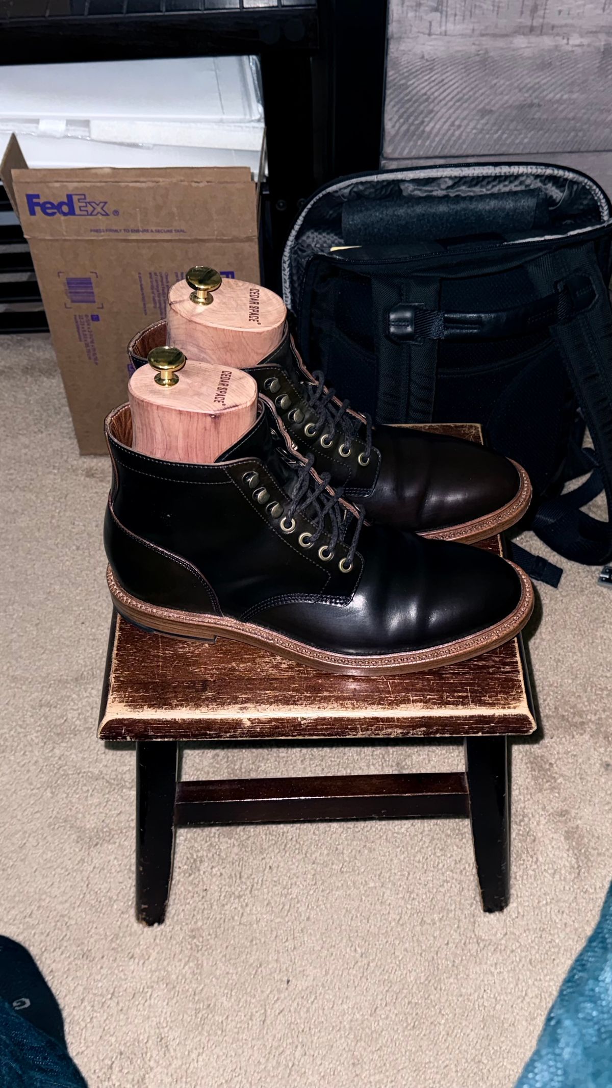 Photo by boots_4_me on October 12, 2025 of the Grant Stone Diesel Boot in Horween Maduro Shell Cordovan.