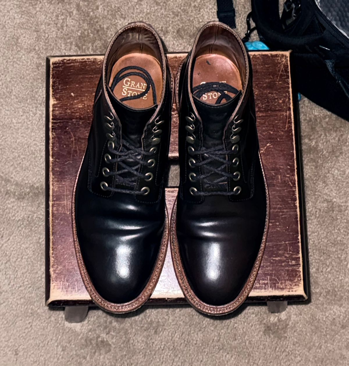 Photo by boots_4_me on October 20, 2025 of the Grant Stone Diesel Boot in Horween Maduro Shell Cordovan.