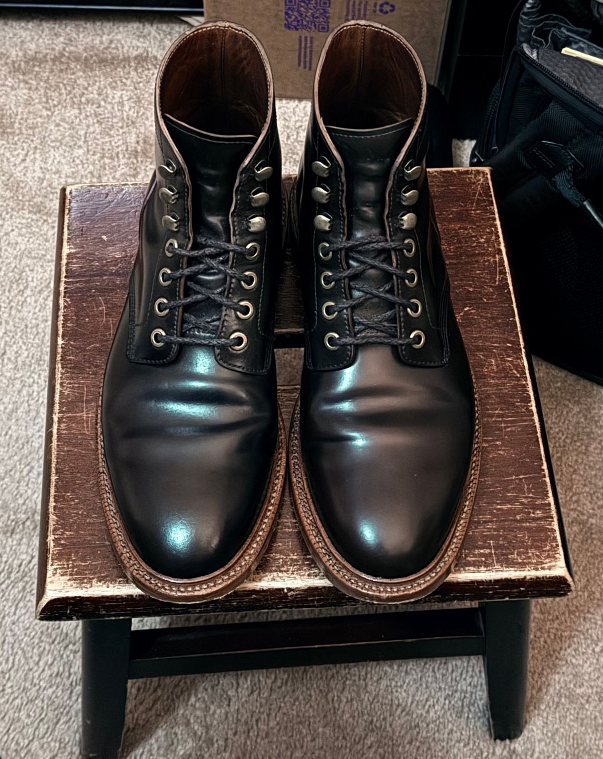 Photo by boots_4_me on October 20, 2025 of the Grant Stone Diesel Boot in Horween Maduro Shell Cordovan.