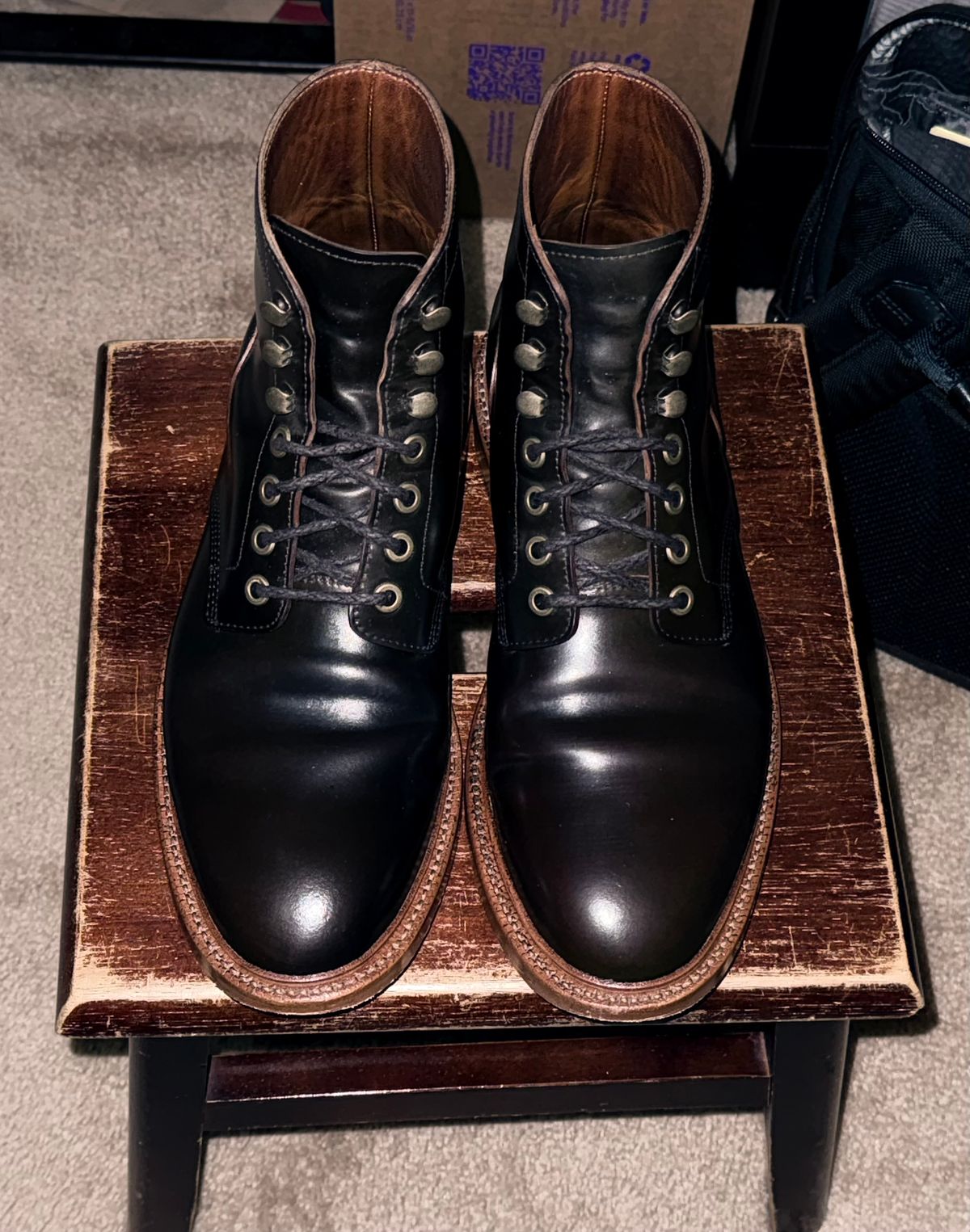 Photo by boots_4_me on October 20, 2025 of the Grant Stone Diesel Boot in Horween Maduro Shell Cordovan.