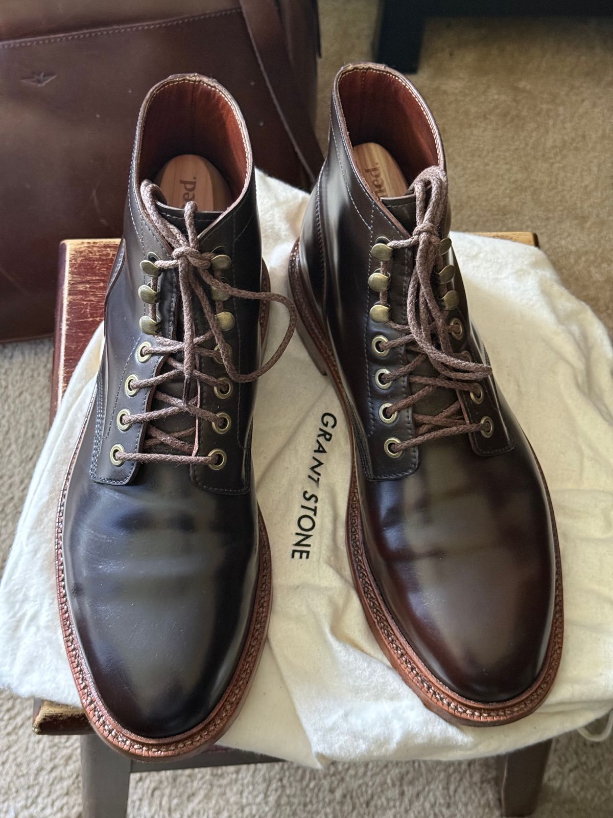 Photo by HeritageWearingPatriot on June 30, 2026 of the Grant Stone Diesel Boot in Horween Maduro Shell Cordovan.