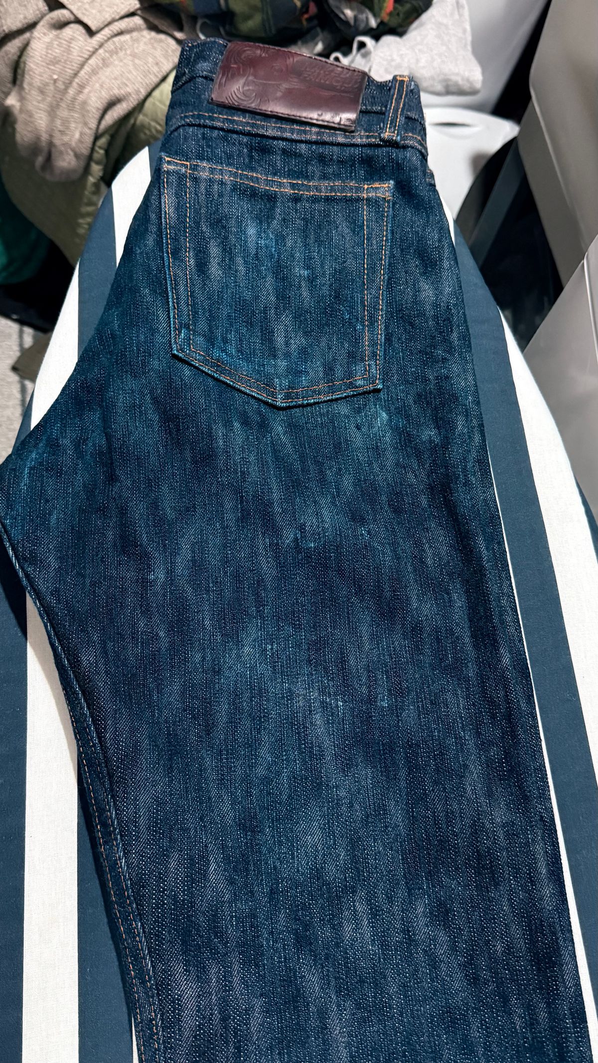 Photo by HeritageWearingPatriot on September 21, 2025 of the Naked & Famous Sakura True Guy Fit in 16oz Selvedge Denim Slubby.