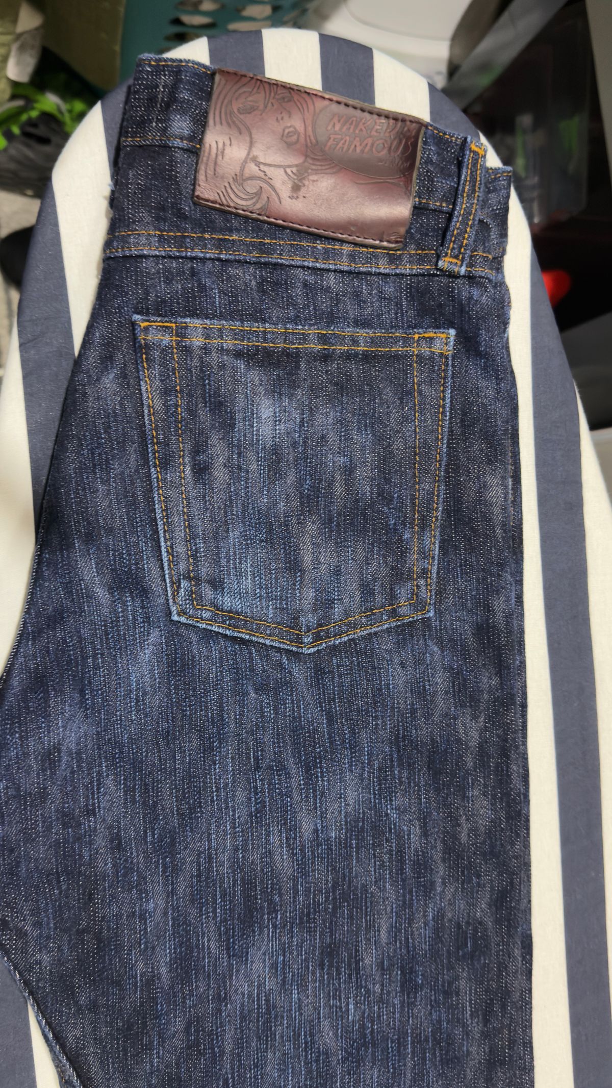 Photo by HeritageWearingPatriot on November 17, 2025 of the Naked & Famous Sakura True Guy Fit in 16oz Selvedge Denim Slubby.