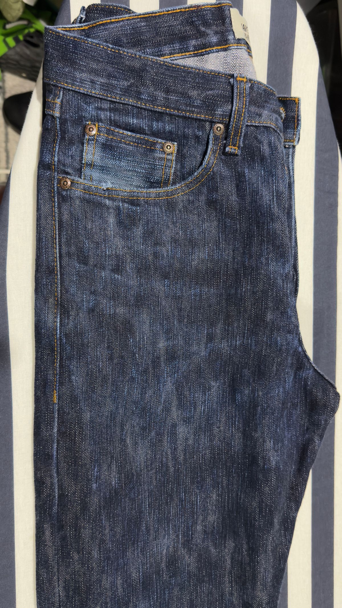 Photo by HeritageWearingPatriot on November 17, 2025 of the Naked & Famous Sakura True Guy Fit in 16oz Selvedge Denim Slubby.