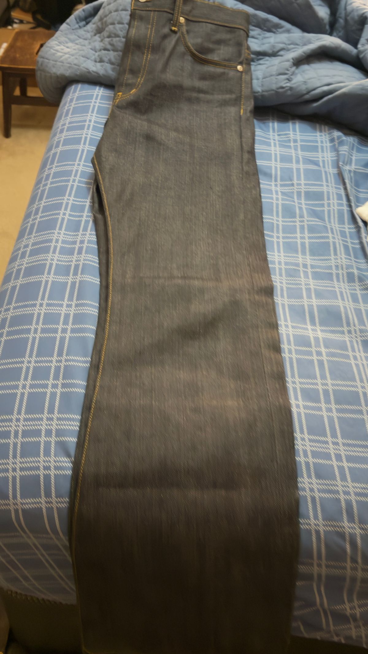 Photo by HeritageWearingPatriot on December 14, 2025 of the Naked & Famous Sakura True Guy Fit in 16oz Selvedge Denim Slubby.